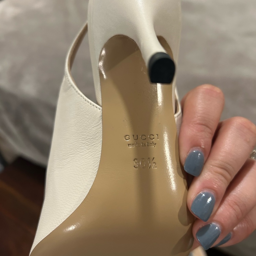 Gucci White Peep Toe Sling Back Heels sz 36.5 - Picture 7 of 8